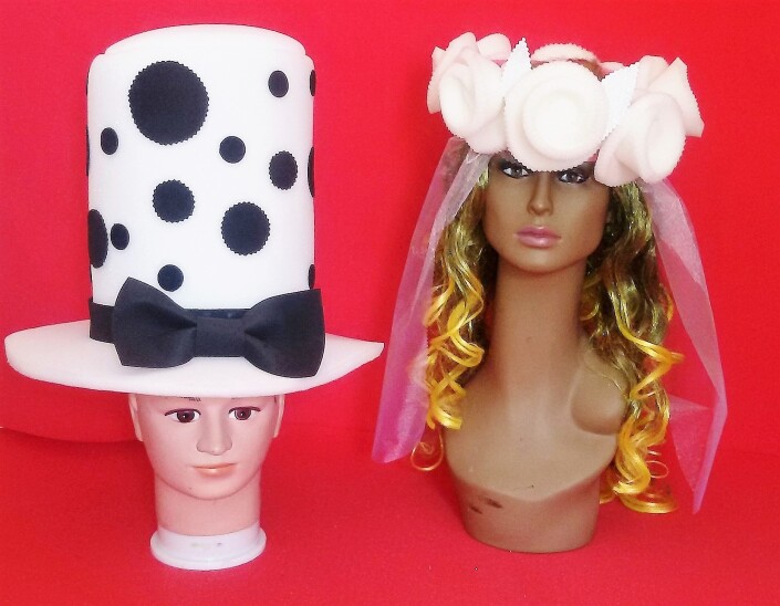 gorros de gomaespuma duo novios